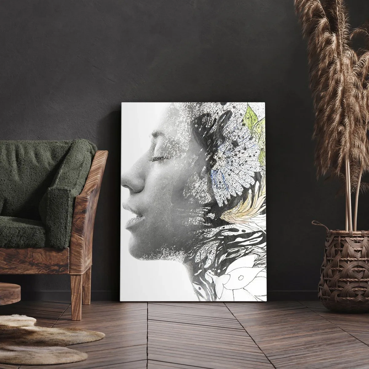 Lærredstryk - Billede på lærred - Nedsænket i naturen - 45x80 cm