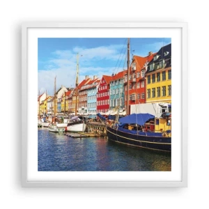 Plakat i hvid ramme - Glædelig kaj - 50x50 cm