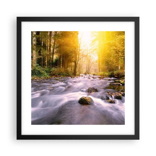 Plakat i sort ramme - Malachit i sølv- og guldfatning - 40x40 cm