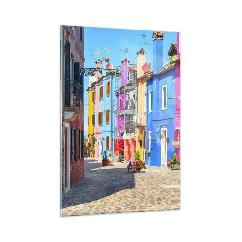 Billede på glas - Byen "Under papegøjer” - 50x70 cm