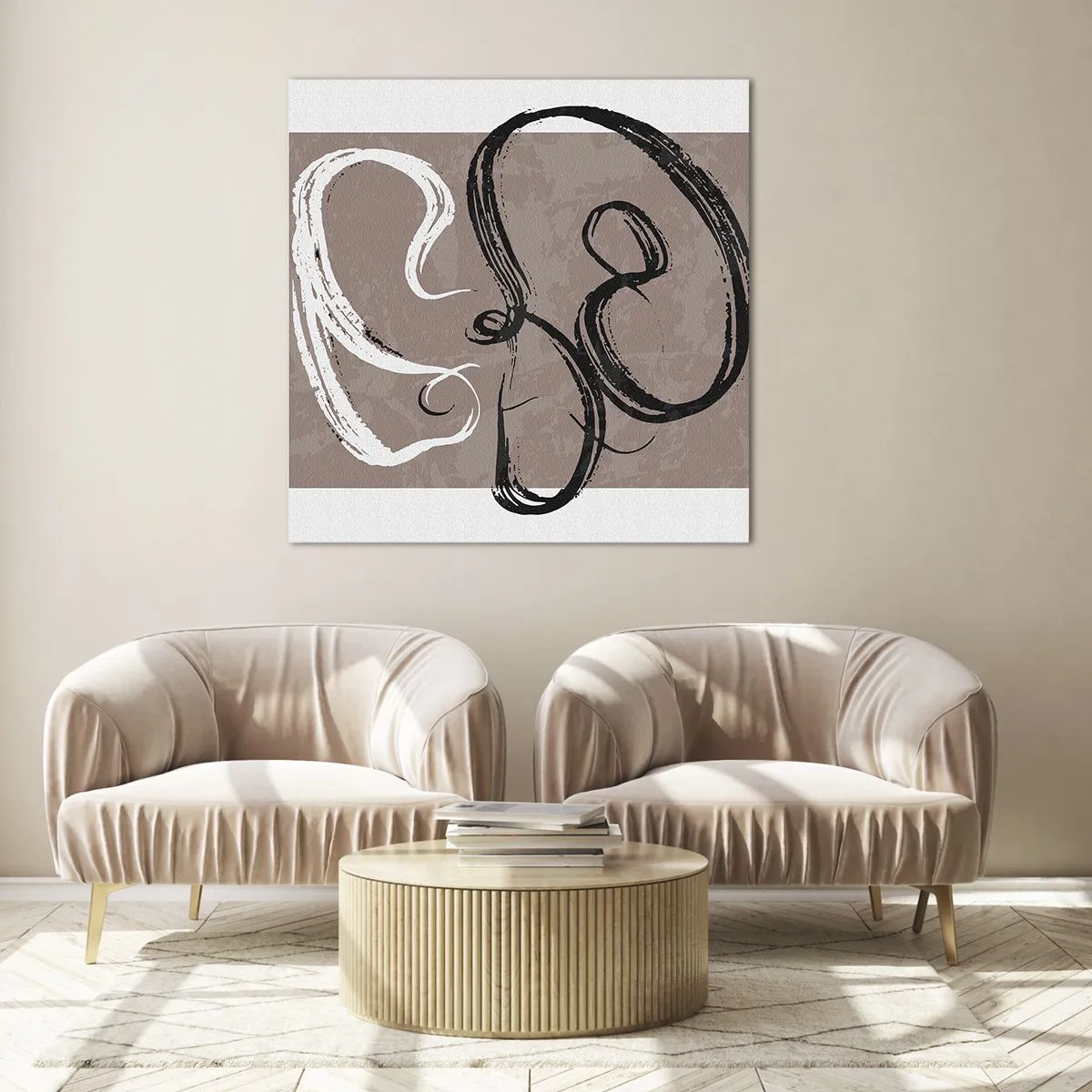 Billede på glas - Komposition - en søgen efter fuldstændighed - 40x40 cm