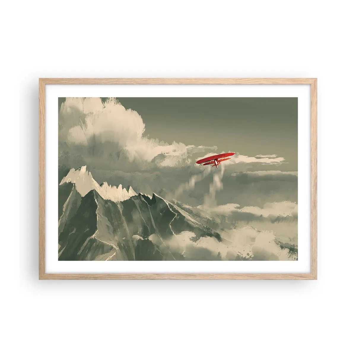 Plakat i ramme af lyst egetræ - Frygtløs pioner - 70x50 cm