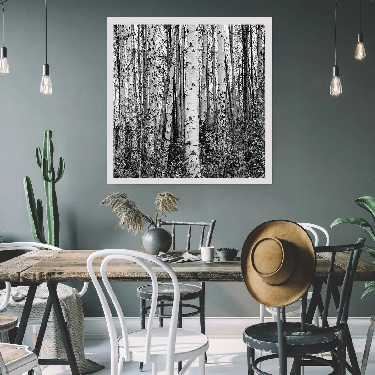 Plakat - Kolonnade af birk - 60x60 cm