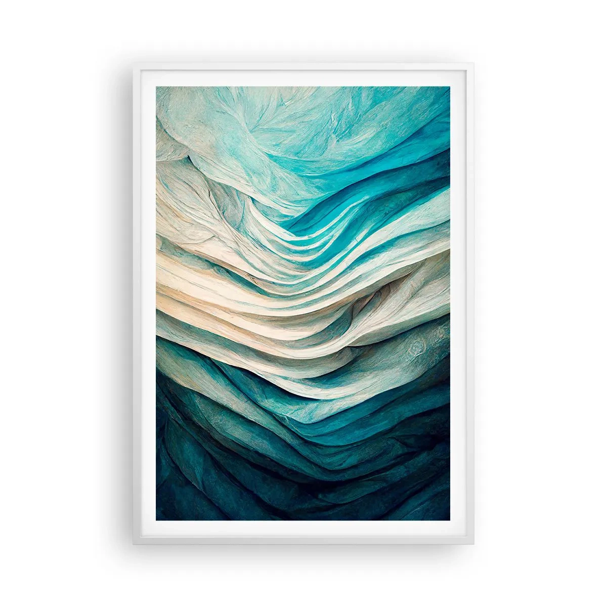 Plakat i hvid ramme - Blå umættelighed - 70x100 cm