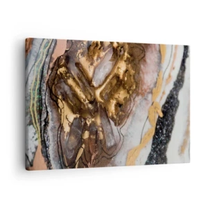 Lærredstryk - Billede på lærred - Abstrakt komposition med elementer af guld og krystaller - 70x50cm - Jord element - Moderne vægdekoration til stue og soveværelse ARTTOR