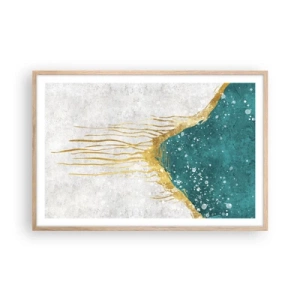 Plakat i ramme af lyst egetræ - Gyldent tidevand - 91x61 cm