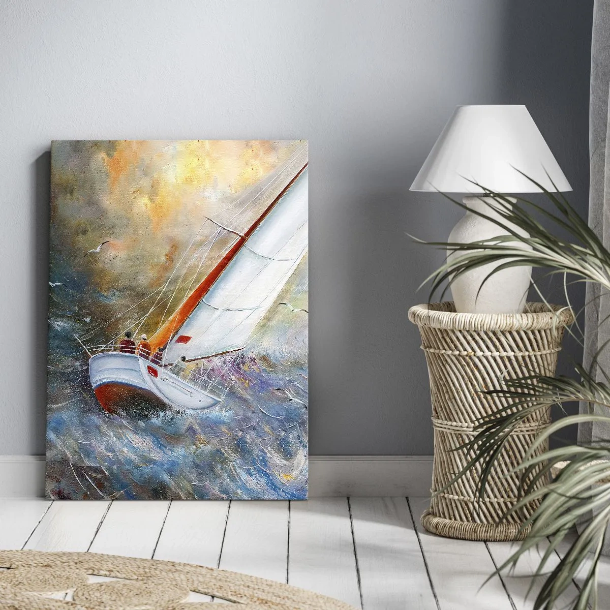 Lærredstryk - Billede på lærred - Løber på bølgerne - 50x70 cm