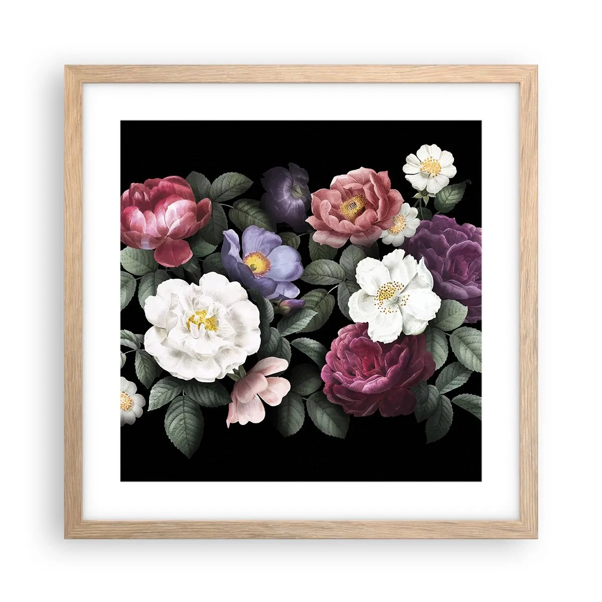 Plakat i ramme af lyst egetræ - Fra en engelsk have - 40x40 cm