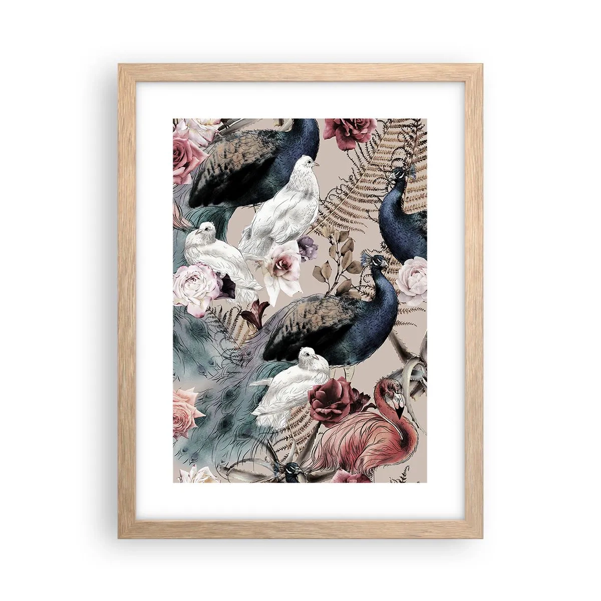 Plakat i ramme af lyst egetræ - I paladsets have - 30x40 cm