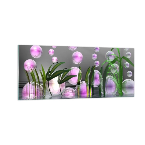 Billede på glas - En reflekterende komposition af lethed og liv - 100x40 cm