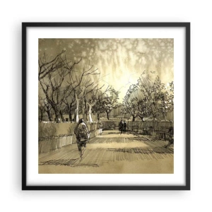 Plakat i sort ramme - Et øjeblik med fjer - 50x50 cm