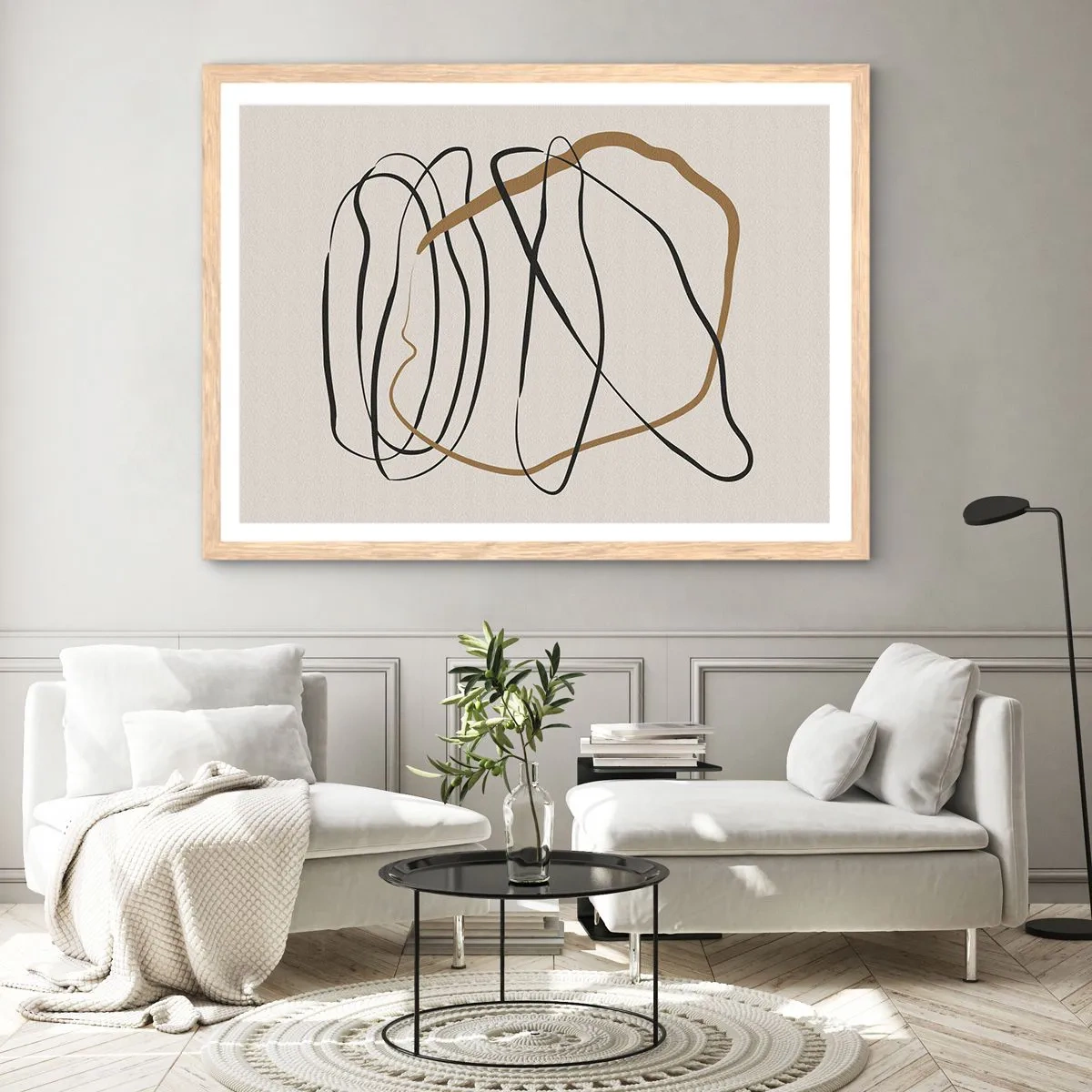 Plakat i ramme af lyst egetræ - Komposition - dans i besiddelse - 91x61 cm