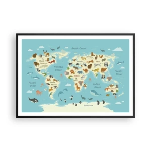 Plakat i sort ramme - Gode naboer - 100x70 cm