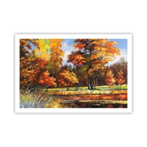 Plakat - Landskab i guld og bronze - 91x61 cm