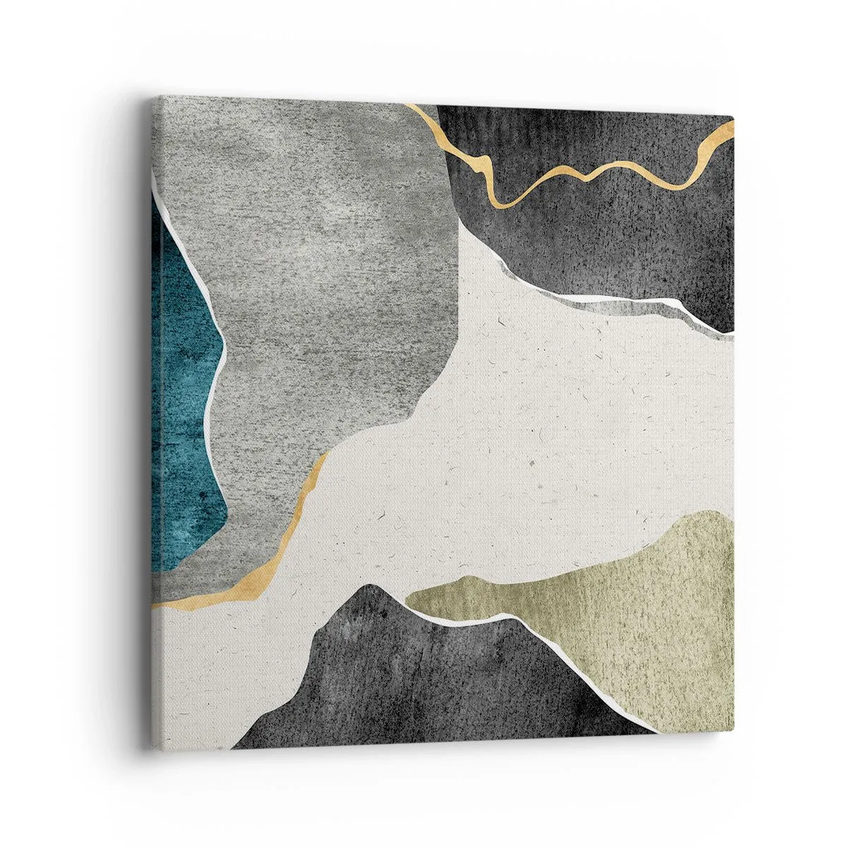 Lærredstryk - Billede på lærred - Mosaikkomposition med en streng af guld - 40x40 cm