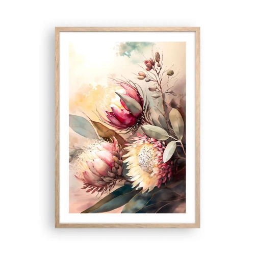 Plakat i ramme af lyst egetræ - I profil og en face - 50x70 cm