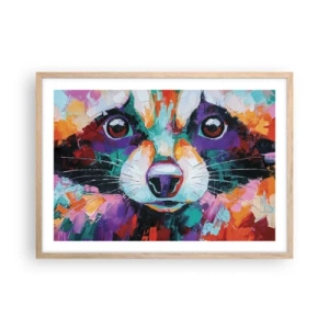 Plakat i ramme af lyst egetræ - Kun gode følelser - 70x50 cm