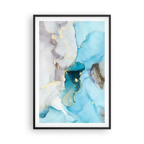 Plakat i sort ramme - En undersøgelse af mødet mellem grå og turkis - 61x91 cm