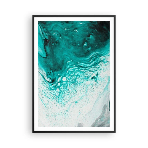 Plakat i sort ramme - Opløses i hvidt og turkis - 70x100 cm