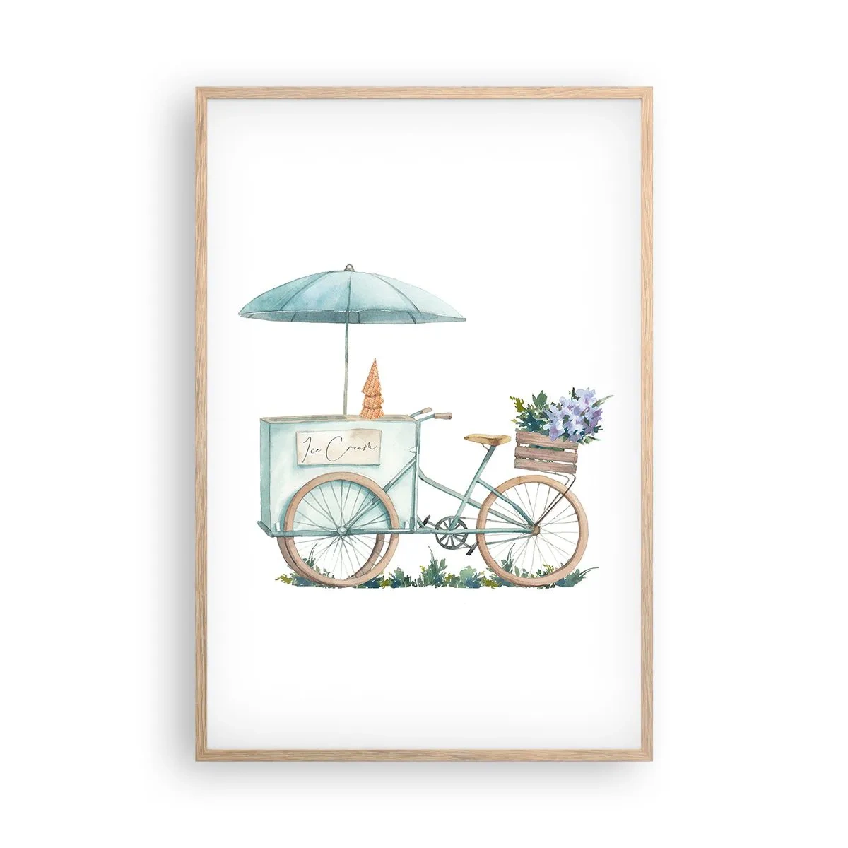 Plakat i ramme af lyst egetræ - Sødt minde om sommeren - 61x91 cm