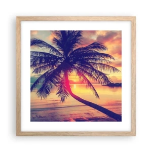 Plakat i ramme af lyst egetræ - En aften under palmerne - 40x40 cm