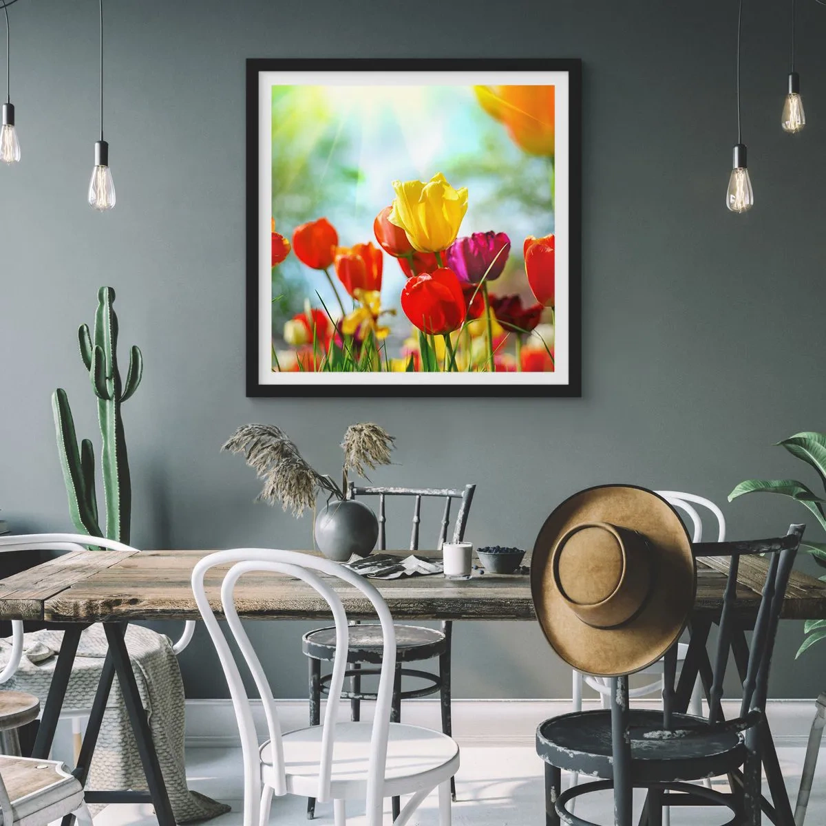 Plakat i sort ramme - Alle solens farver - 30x30 cm