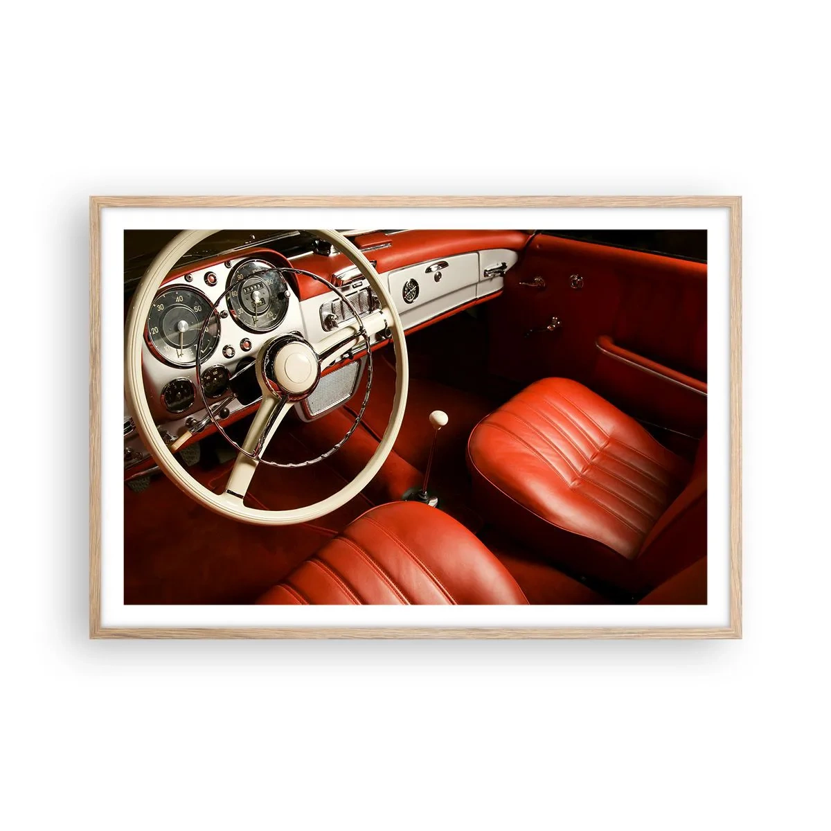 Plakat i ramme af lyst egetræ - Luksus i vintage stil - 91x61 cm