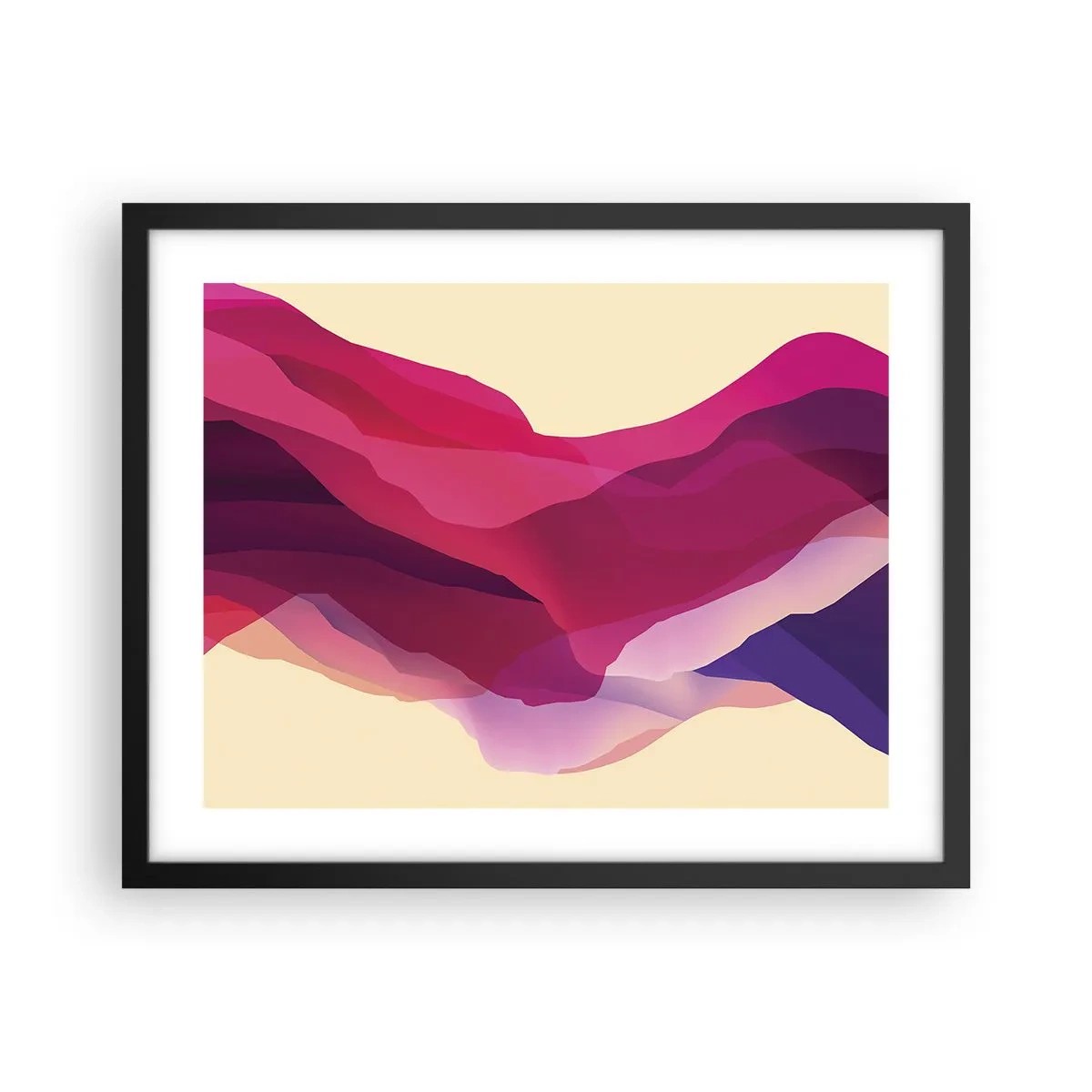 Plakat i sort ramme - Bølger i lilla - 50x40 cm