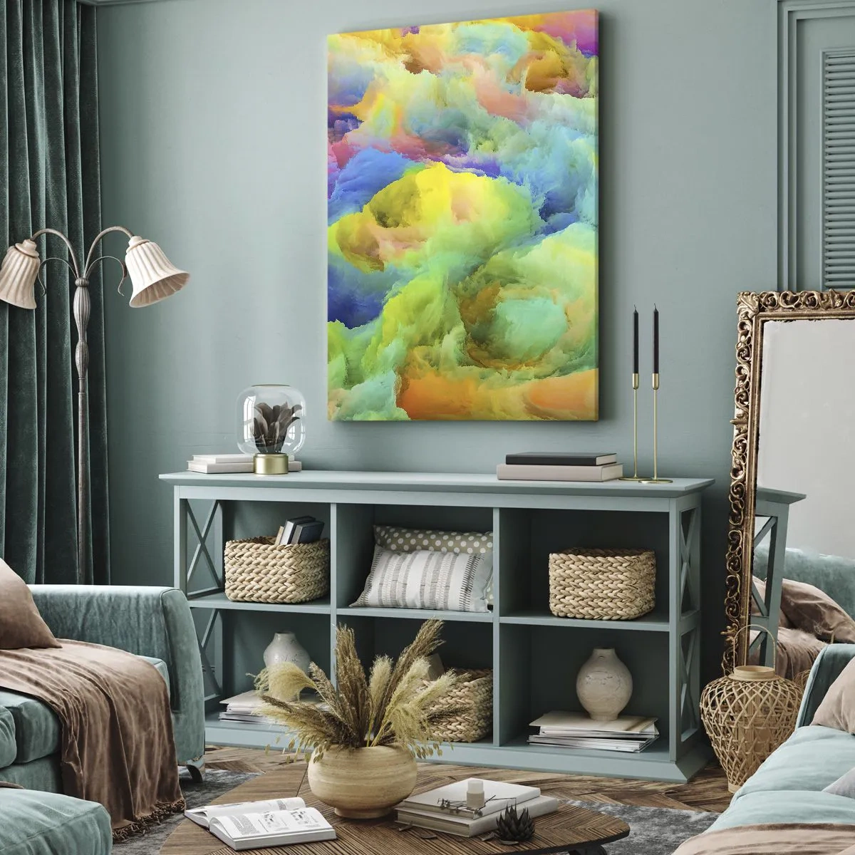 Lærredstryk - Billede på lærred - Regnbuefnug - 50x70 cm