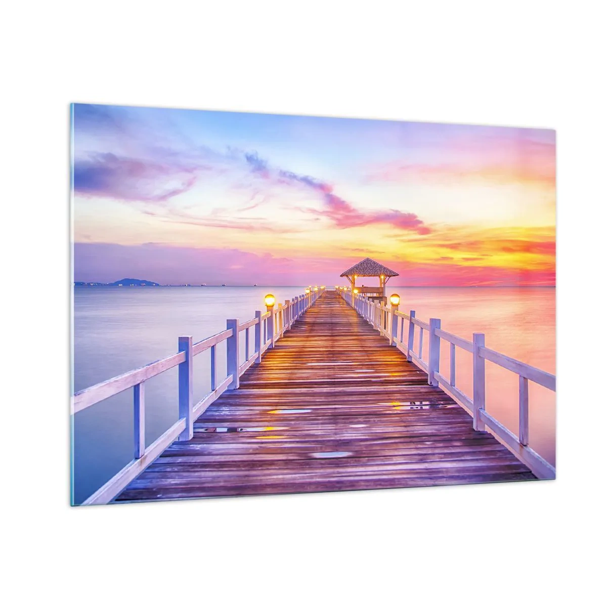 Billede på glas - Lilagylden stilhed om aftenen - 100x70 cm