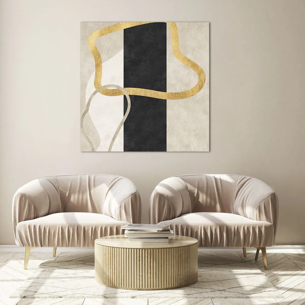 Billede på glas - Sløjfeformede former - 70x70 cm