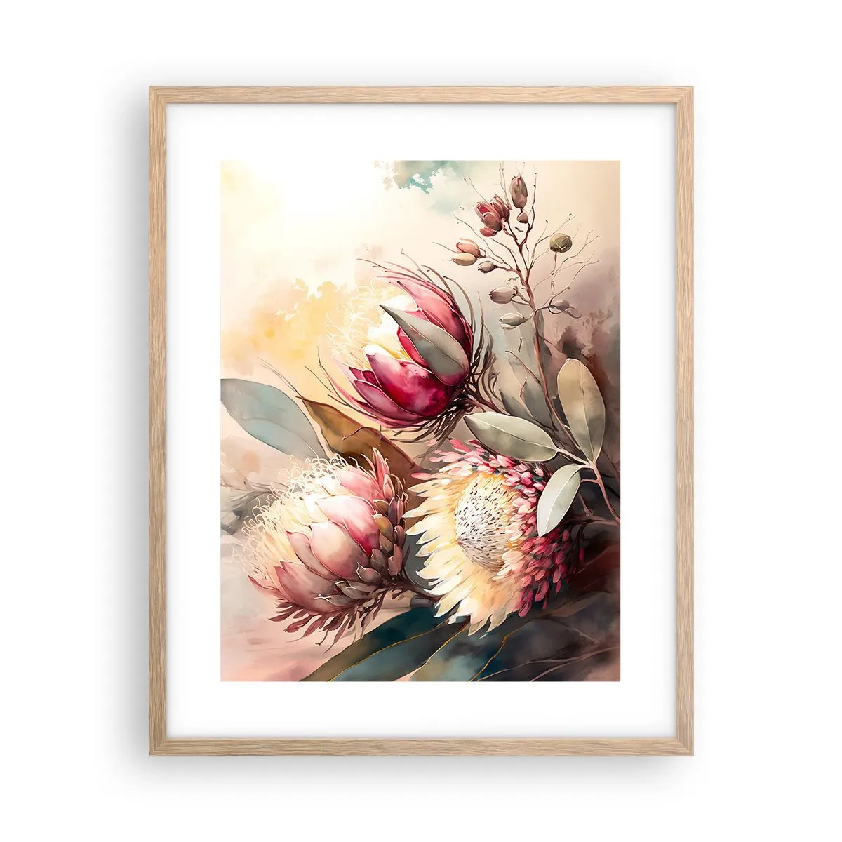 Plakat i ramme af lyst egetræ - I profil og en face - 40x50 cm