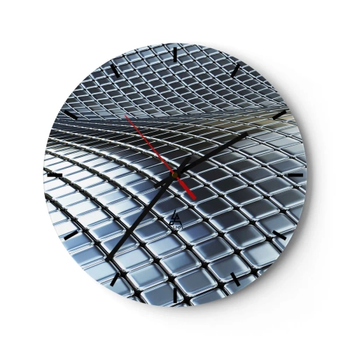 Vægur, Uret - Bølge i metallisk sølv - 40x40 cm