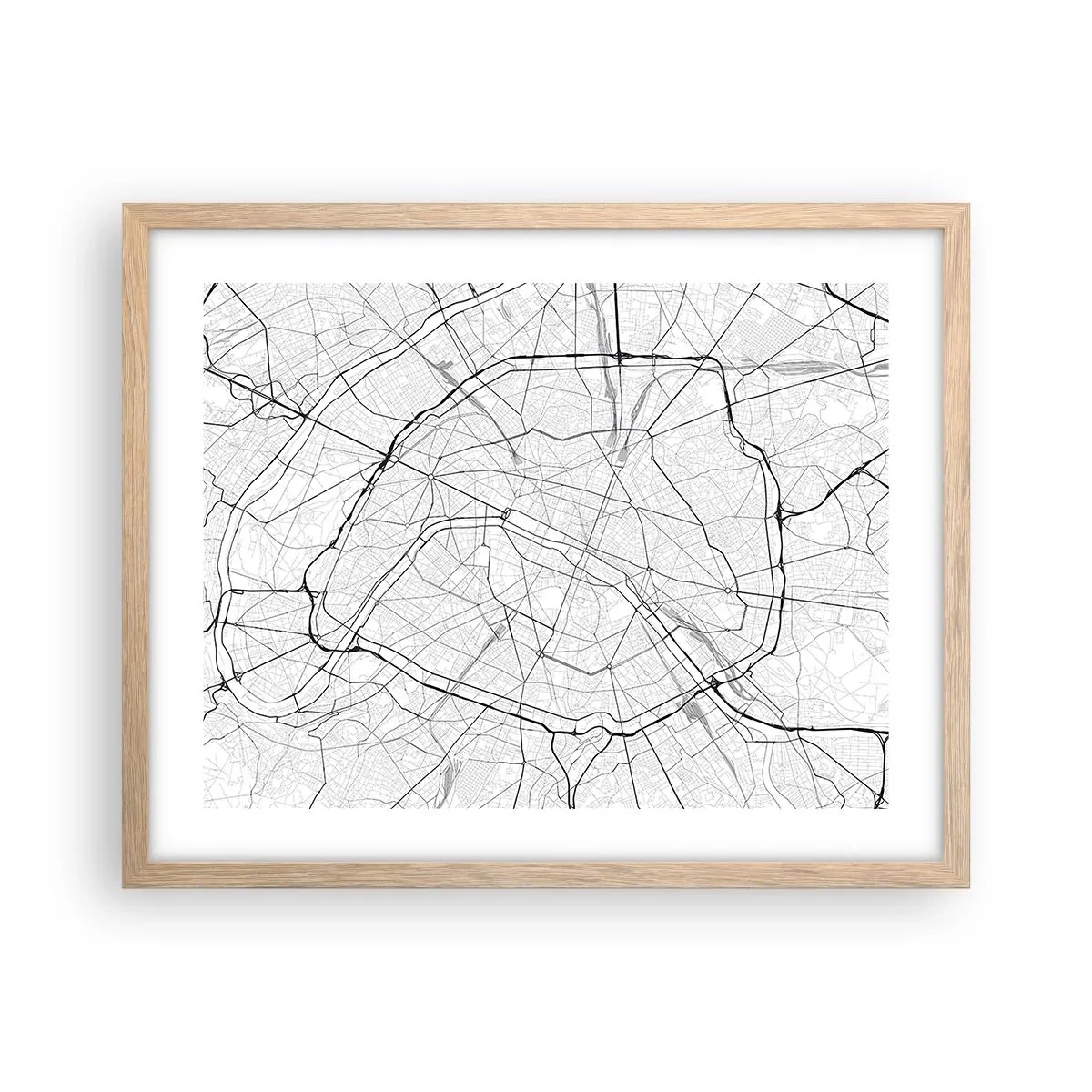 Plakat i ramme af lyst egetræ - Paris' blomst - 50x40 cm