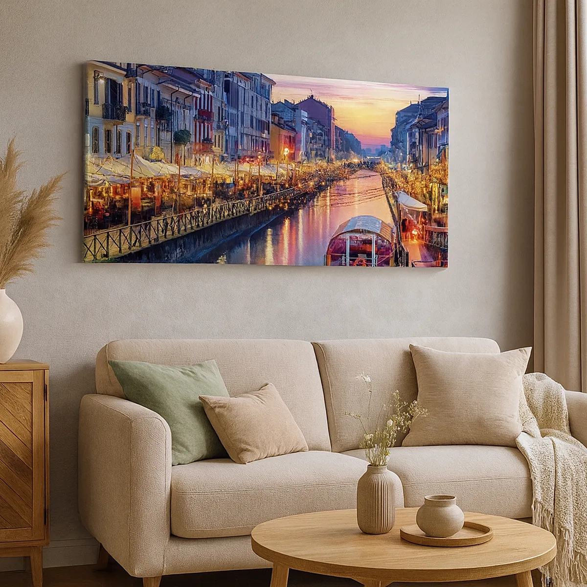 Lærredstryk - Billede på lærred - En aften med lys og sjov - 30x30 cm