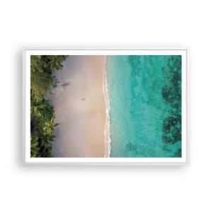 Plakat i hvid ramme - Paradis strand - 100x70 cm
