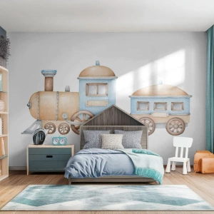 Fototapet Standard Eco - Stående på stationen... - Børns, Tog, Retro - 450x315 cm