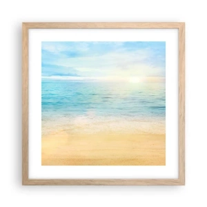 Plakat i ramme af lyst egetræ - Det store blå - 40x40 cm