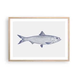 Plakat i ramme af lyst egetræ - Hilsner fra de nordlige have - 70x50 cm