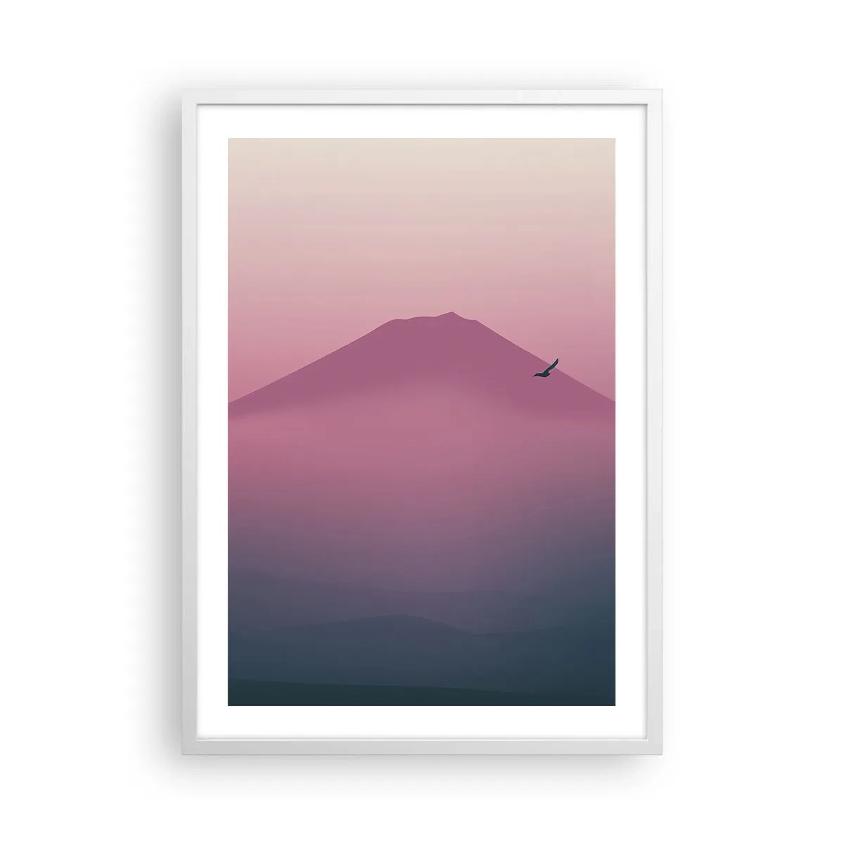 Plakat i hvid ramme - Vandrer over skyerne - 50x70 cm