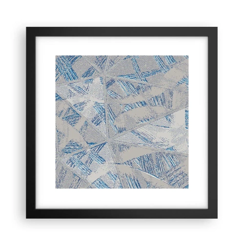 Plakat i sort ramme - I en gråblå labyrint - 30x30 cm