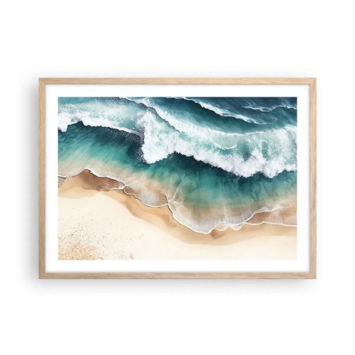 Plakat i ramme af lyst egetræ - Et evigt møde - 70x50 cm