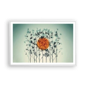 Plakat i hvid ramme - Japansk sol - 91x61 cm