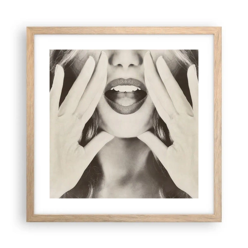 Plakat i ramme af lyst egetræ - Jeg er på vej! - 40x40 cm