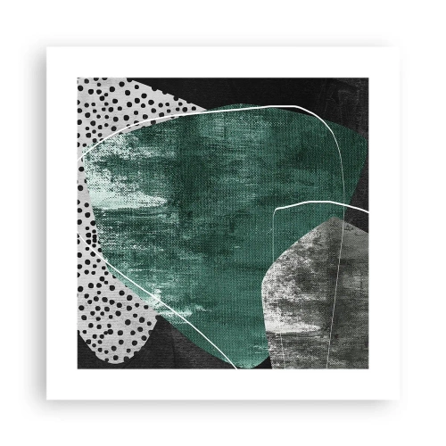 Plakat - Farverig abstraktion med en guldflager - 40x40 cm
