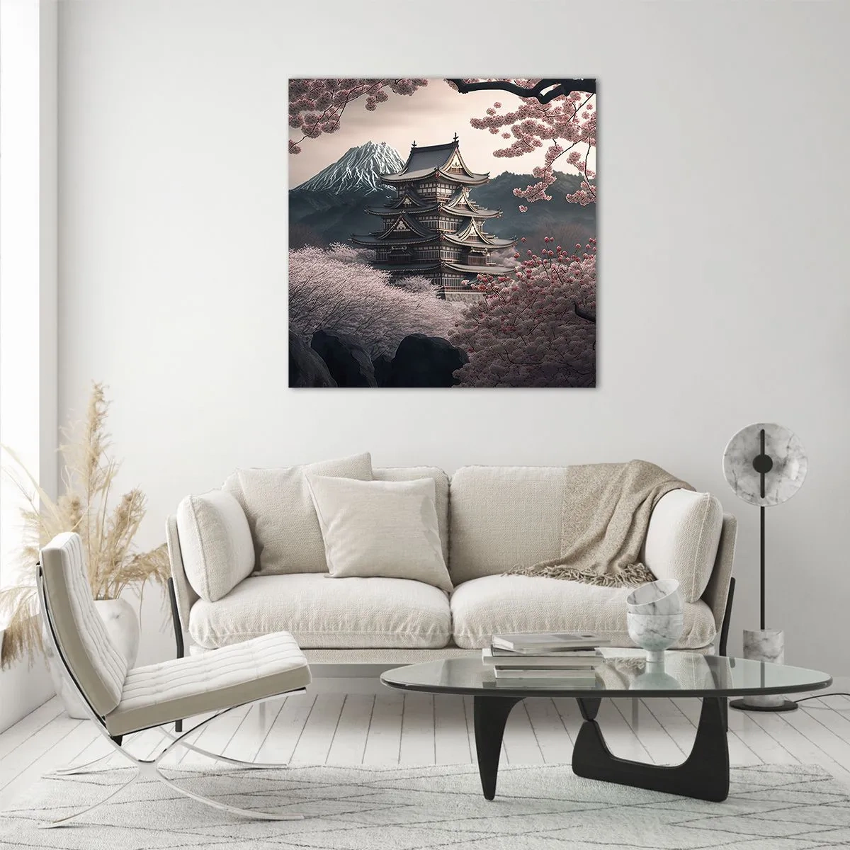 Billede på glas - Kirsebærblomsternes land - 30x30 cm