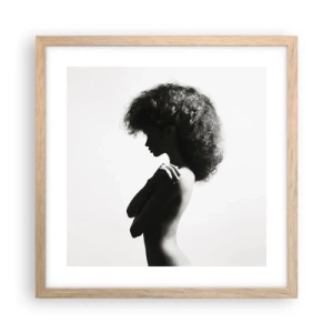 Plakat i ramme af lyst egetræ - Som en blomst på en slank stilk - 40x40 cm