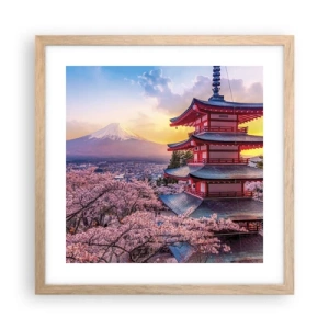Plakat i ramme af lyst egetræ - Essensen af ​​den japanske ånd - 40x40 cm