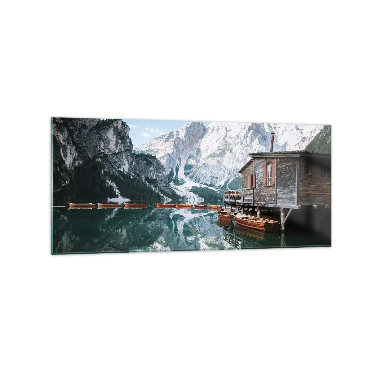 Billede på glas - Krystalklar bjergmorgen - 120x50 cm