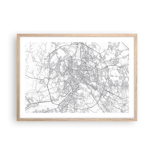 Plakat i ramme af lyst egetræ - Romersk cirkel - 70x50 cm